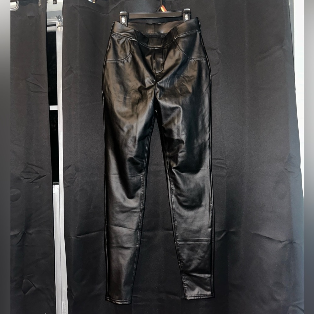 Faux leather black joggers - Picture 2 of 7